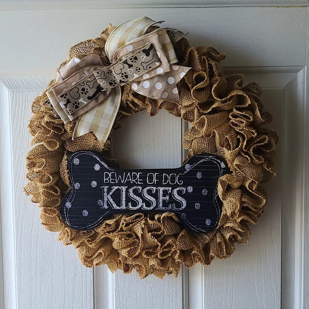 Beware of dog kisses wreath
